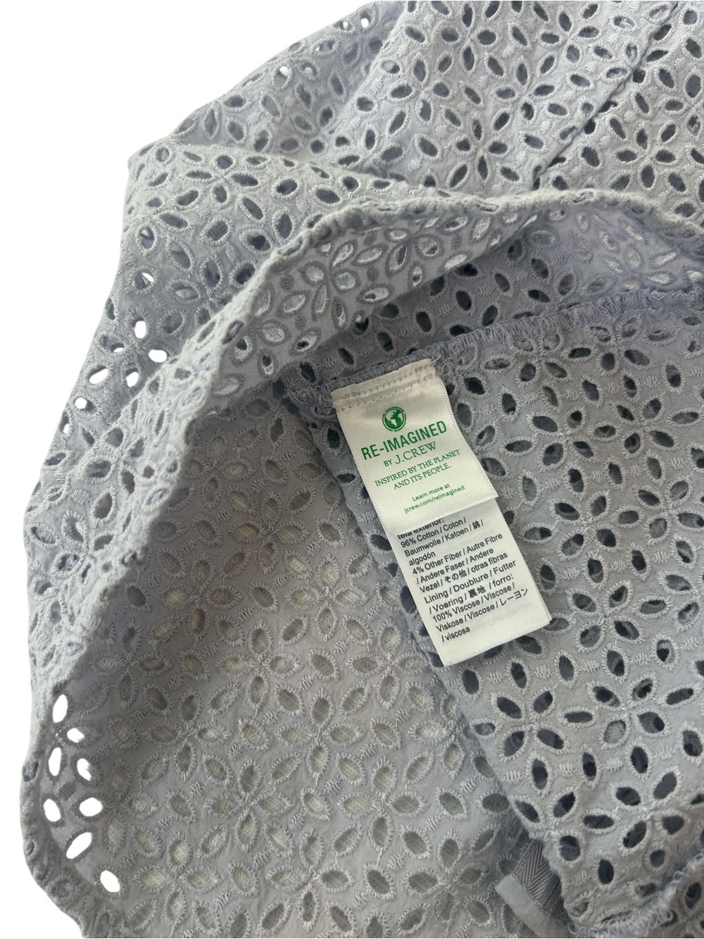 J. Crew Lavender V-Back Eyelet Short-Sleeve Blouse - Picture 6 of 7